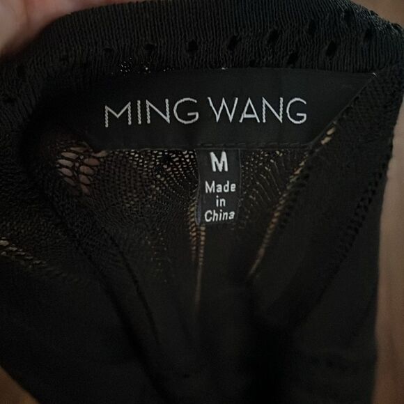 Ming Wang Black Semi Sheer Mesh Open Cardigan Duster Capsule Wardrobe Modern - Picture 8 of 8